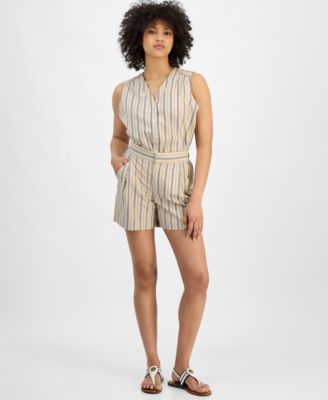 Tommy Hilfiger - Women's Striped Clean-Front Shorts