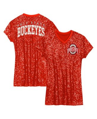 Outerstuff - Big Girls Scarlet Ohio State Buckeyes Sequin V-Neck Dress