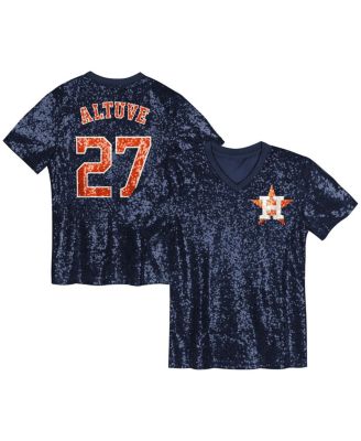 Outerstuff - Juniors Jose Altuve Navy Houston Astros Name Number Sequin V-Neck Top