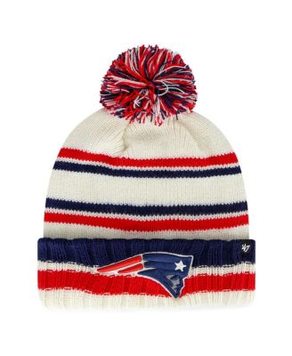 '47 Brand - Big Boys and GIrls Cream New England Patriots Driftway Cuffed Knit with Pom