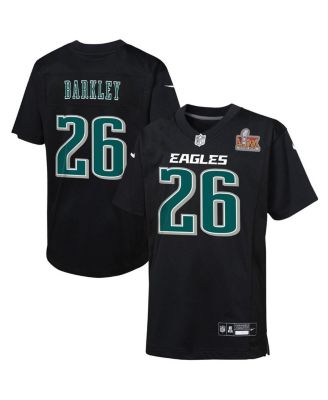 Nike - Big Boys and Girls  Saquon Barkley Carbon Black Philadelphia Eagles Super Bowl LIX Patch Fashion Game Player Jersey