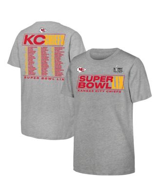 Fanatics - Big Boys and Girls Heather Gray Kansas City Chiefs Super Bowl LIX Roster T-Shirt