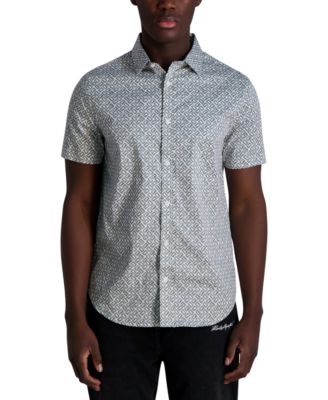 KARL LAGERFELD PARIS - Men's Regular-Fit Double LL Logo-Print Button-Down Shirt