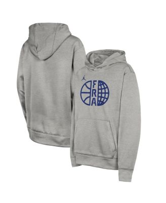 Jordan - Big Boys and Girls Heather Gray France Basketball Authentic Practice Club Pullover Hoodie