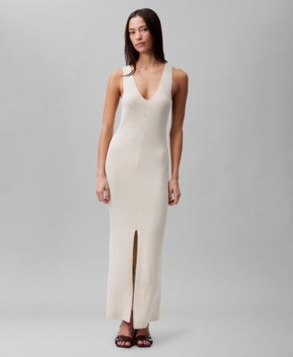 Calvin Klein - Women's Sleeveless V-Neck Rib Knit Maxi Dress
