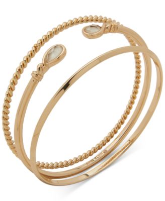 Anne Klein - Gold-Tone 3-Pc. Set Bangle & Mother-of-Pearl Cuff Bracelets