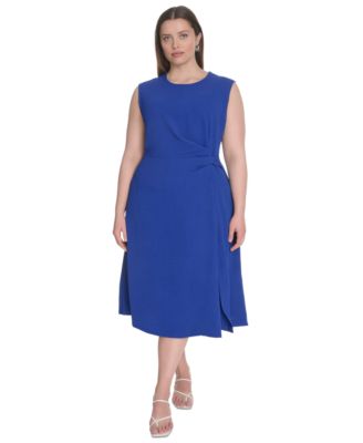 Calvin Klein - Plus Size Side-Cinched Sleeveless Midi Dress