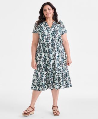Style & Co - Plus Size Textured Lily V-Neck Midi Dress