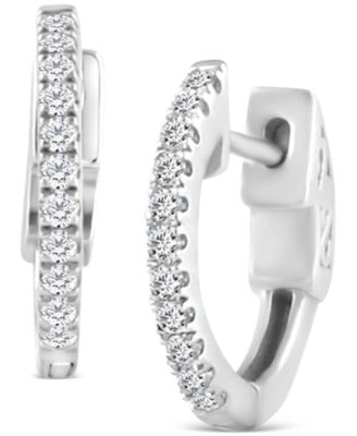 Macy's - Diamond Small Hoop Earrings (1/4 ct. t.w.) in 14k White Gold