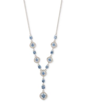 Givenchy - Silver-Tone Pav&eacute; & Round Crystal Halo Lariat Necklace, 16" + 3" extender