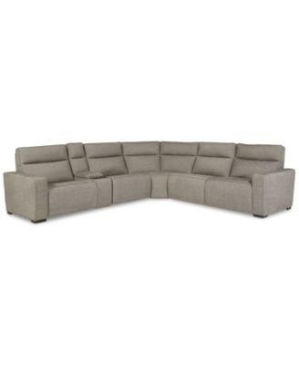 Furniture - Miren 6-Pc. Fabric Sectional with 2 Power Headrest Recliners with Console