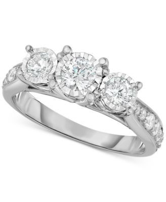 Macy's - Diamond Three-Stone Ring (1 ct. t.w.) in 14k White, Yellow or Rose Gold