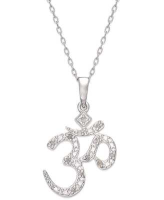 Macy's - Diamond Om Pendant Necklace in Sterling Silver (1/10 ct. t.w.)