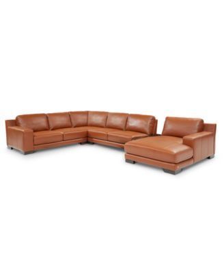 Furniture - Darrium 5-Pc. Leather Chaise Sectional with Console