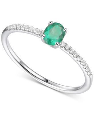 Macy's - Emerald (1/3 ct. t.w.) & Diamond (1/20 ct. t.w.) Ring in Sterling Silver (Also in Ruby & Sapphire)