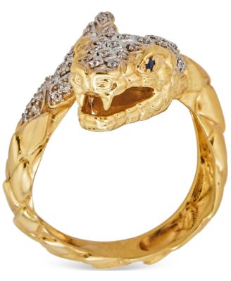Macy's - Diamond Snake Ring (1/4 ct. t.w.) in 14k Yellow Gold-Plated Sterling Silver