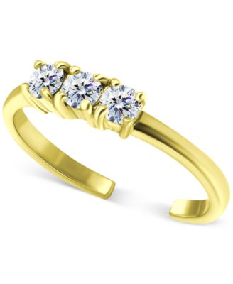 Giani Bernini - Cubic Zirconia Three Stone Toe Ring in 18k Gold-Plated Sterling Silver