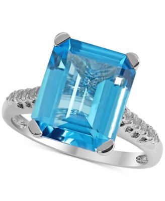 Macy's - Blue Topaz (6 ct. t.w.) & White Topaz (1/4 ct. t.w.) Statement Ring in Sterling Silver