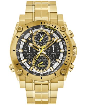 Bulova - Men's Chronograph Precisionist Icon Gold-Tone Stainless Steel Bracelet Watch 47mm