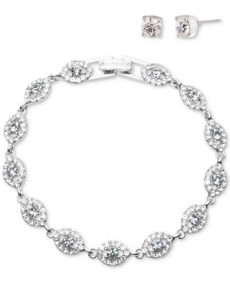 Givenchy - Silver-Tone 2-Pc. Set Stone & Crystal Link Bracelet & Crystal Stud Earrings