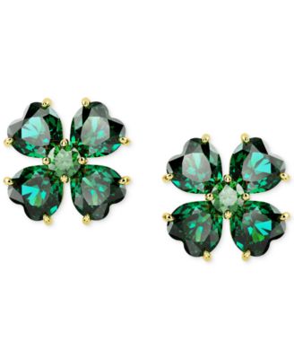 Swarovski - Gold-Tone Idyllia Green Crystal Stud Earrings