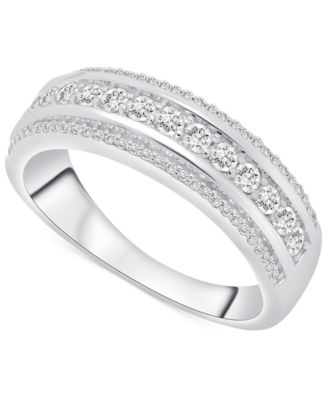 Macy's - Diamond Three Row Polished Band (1/2 ct. t.w.) in Platinum
