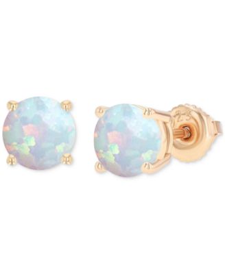 Macy's - Lab-Grown Opal Round Screw Back Stud Earrings