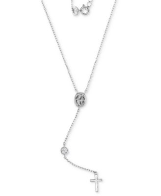 Macy's - Children's Cubic Zirconia Mary & Cross Lariat Necklace, 13" + 2" extender