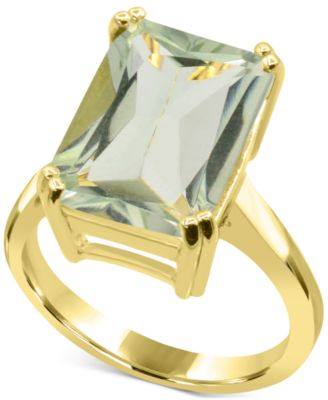 Macy's - Green Quartz Emerald-Cut Statement Ring (6-7/8 ct. t.w.) in 14k Gold-Plated Sterling Silver (Also in Lime Quartz)