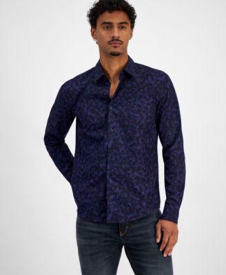 Hugo Boss - Men's Ermo Slim Fit Printed Long Sleeve Button-Front Shirt