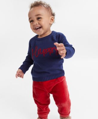 First Impressions - Baby Boys Happy Sweater & Pants, 2 Piece Set