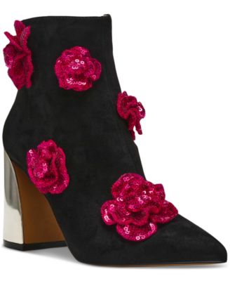 Betsey Johnson - Women's Finlee Rosette Flare-Heel Dress Booties