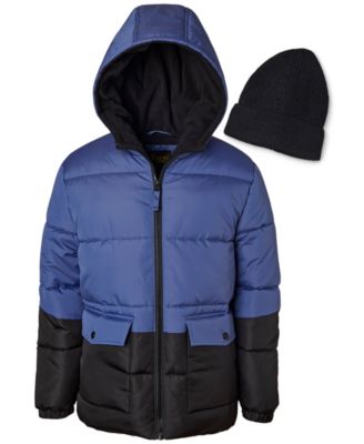 Ixtreme - Toddler & Little Boys Colorblocked Full-Zip Hooded Puffer Jacket with Ribbed-Knit Beanie
