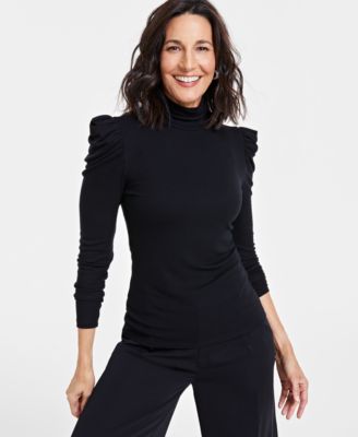 I.N.C. International Concepts - Women's Mock-Neck Puff-Sleeve Top