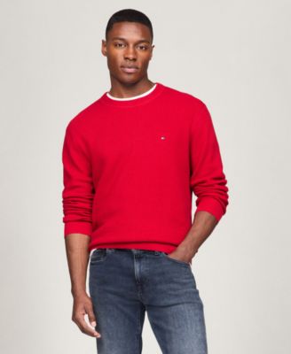 Tommy Hilfiger - Men's Textured Knit Stripe Crewneck Sweater