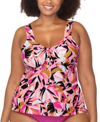 Raisins Curve - Trendy Plus Size Rimini Twist-Front Tankini Top