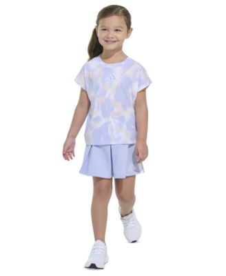 adidas - Toddler & Little Girls Printed T-Shirt & French Terry Skort Set