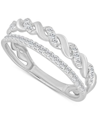 Macy's - Diamond Twist Double Row Ring (1/5 ct. t.w.) in 10k White Gold