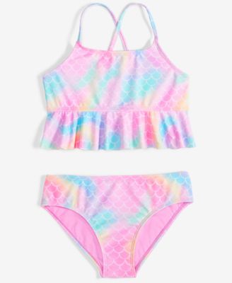 Breaking Waves - Big Girls Peplum Tankini Top & Scoop Bottom Swimsuit