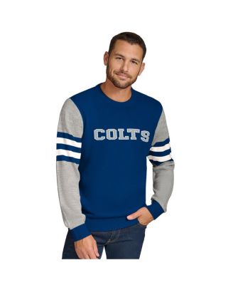 Tommy Hilfiger - Men's Royal/Heather Gray Indianapolis Colts Acrylic Crewneck Pullover Sweatshirt