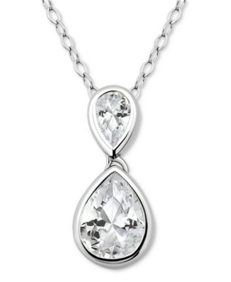 Giani Bernini - Cubic Zirconia Pear Pendant Necklace (3-3/4 ct. t.w.) in Sterling Silver, 16" + 2" extender