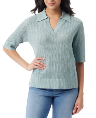 Gloria Vanderbilt - Women's Peggy Pointelle-Knit Polo Sweater