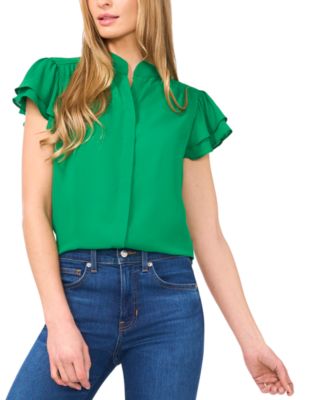 CeCe - Women's Flutter-Sleeve Button-Front Blouse