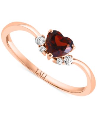 LALI Jewels - Garnet (1/2 ct. t.w.) & Diamond (1/20 ct. t.w.) Ring in 14k Rose Gold